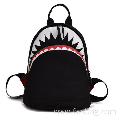 Fashion Toddler Kindergarten Black Cartoon Kids Backpack With 3D Shark Animal Print
